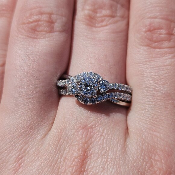 14K White Gold LEO Diamond Bypass Engagement Ring Band 1.23TCW 5.6 Gram Size 10 - Picture 1 of 16